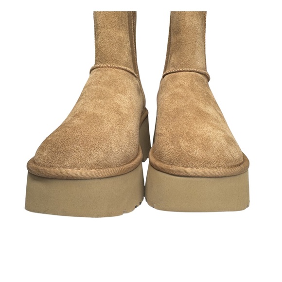 UGG Women's Classic Twin Seam New Heights Chestnut Suede Platform Boot 1158313 8 - Picture 3 of 11